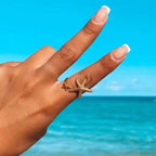 Aganya kreation Staren Ring 18k Gold Plated Stainless Steel Tarnish Free Waterproof Female Jewellery
