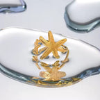 Aganya kreation Staren Ring 18k Gold Plated Stainless Steel Tarnish Free Waterproof Female Jewellery