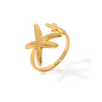 Aganya kreation Staren Ring 18k Gold Plated Stainless Steel Tarnish Free Waterproof Female Jewellery