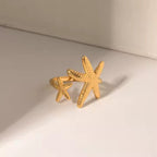 Aganya kreation Staren Ring 18k Gold Plated Stainless Steel Tarnish Free Waterproof Female Jewellery