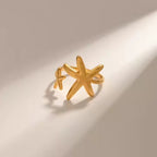 Aganya kreation Staren Ring 18k Gold Plated Stainless Steel Tarnish Free Waterproof Female Jewellery