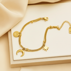 Aganya kreation charm Bracelet 18k Gold Plated Stainless Steel Tarnish Free Waterproof Female Jewellery