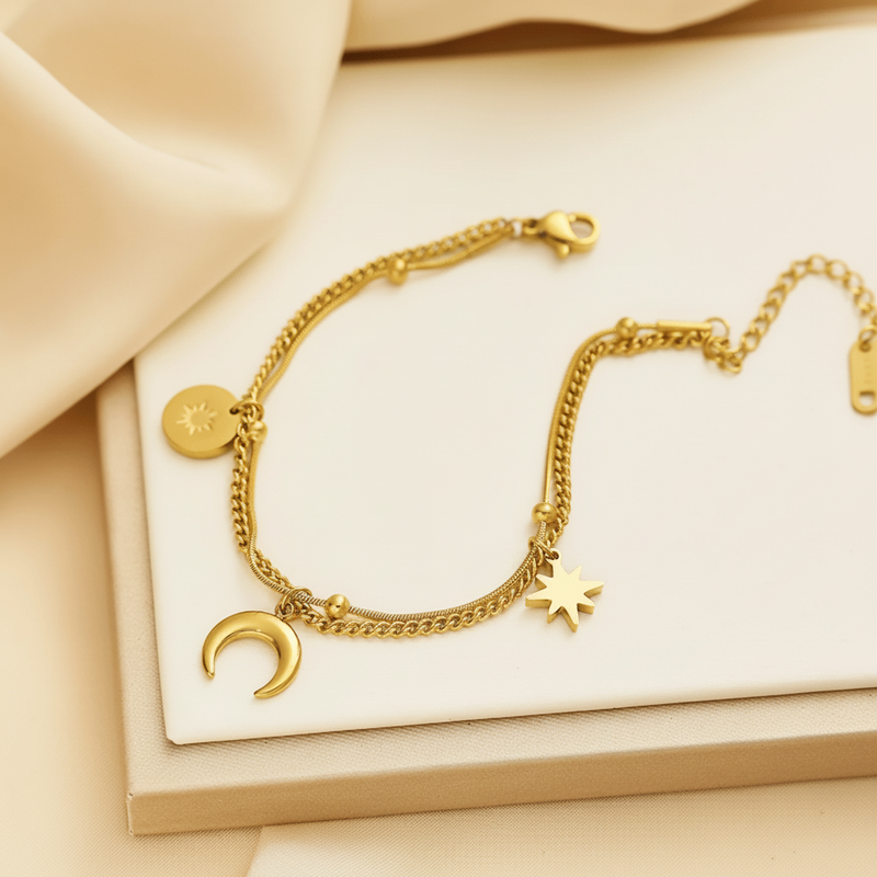 Aganya kreation charm Bracelet 18k Gold Plated Stainless Steel Tarnish Free Waterproof Female Jewellery