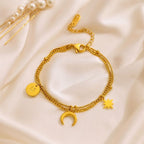 Aganya kreation charm Bracelet 18k Gold Plated Stainless Steel Tarnish Free Waterproof Female Jewellery