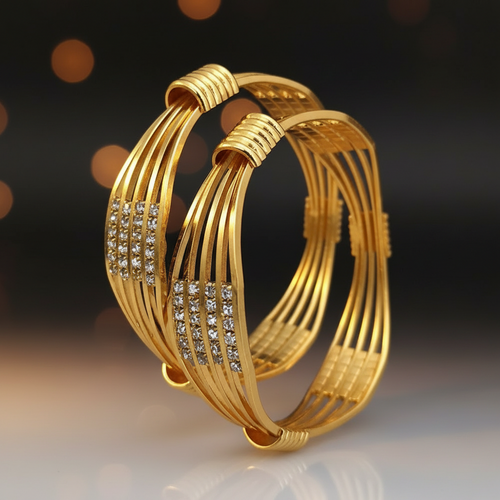 Ahalya Bangles - Elegant Gold Polish Brass Jewelry