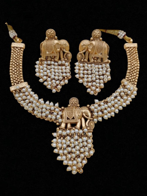 Airavata Traditional Gajraj Temple Necklace & Earrings Set