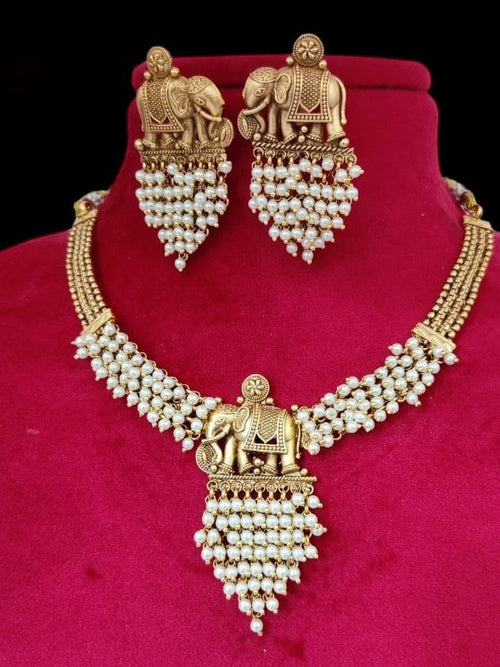 Airavata Traditional Gajraj Temple Necklace & Earrings Set
