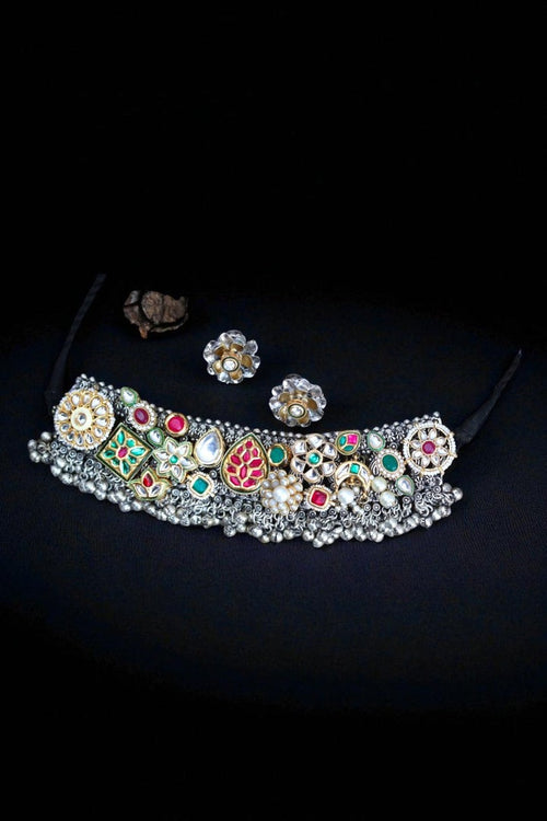 Aishani Set - Exquisite German Silver Kundan Jewelry