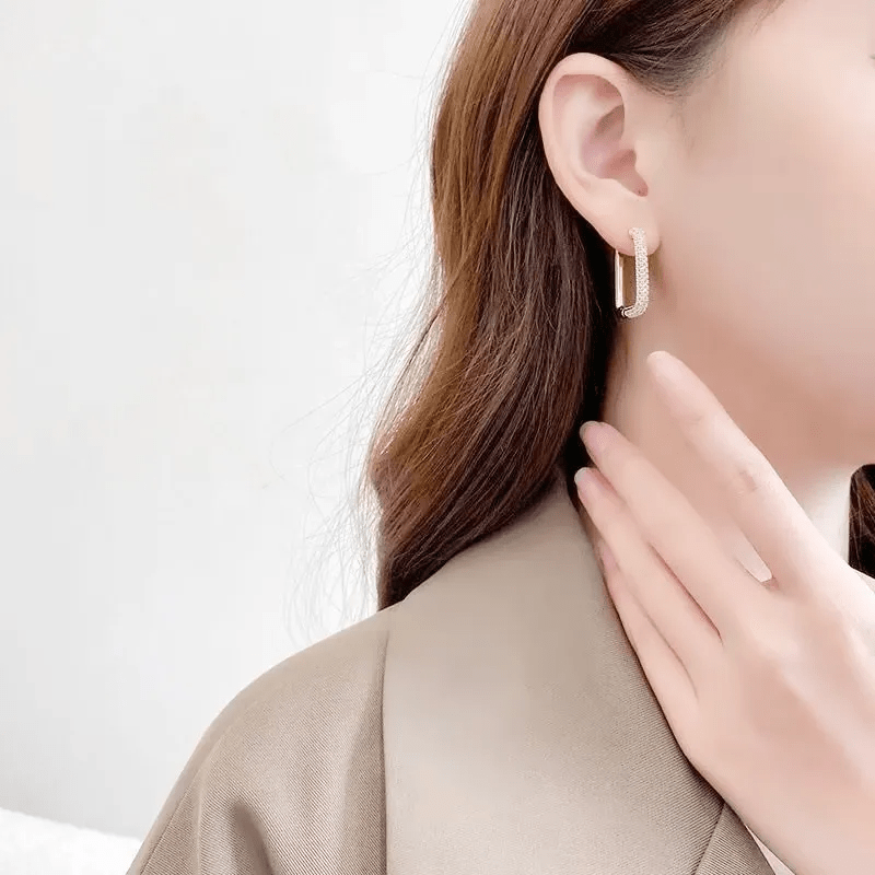 ES-160-18k Gold Plated Stainless Steel Tarnish Free Waterproof Female Earrings