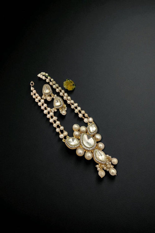Arka real pearl polki kundan set