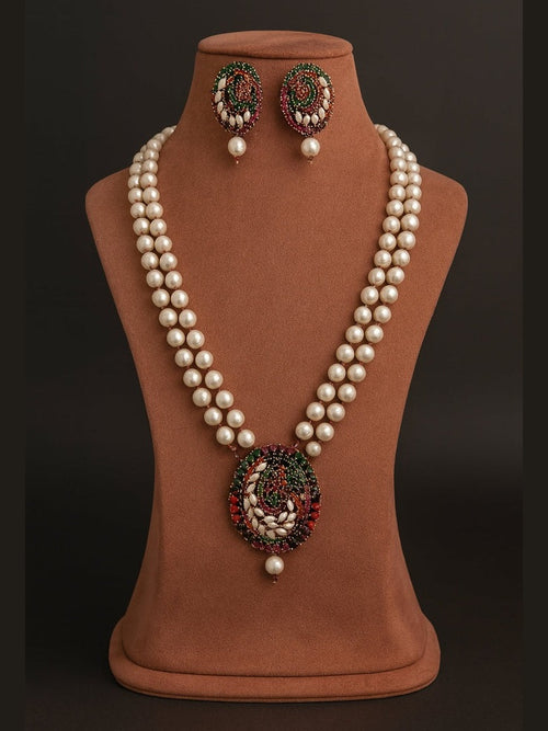 Bhagya Real Pearl Set - Exquisite Ethnic Jewelry