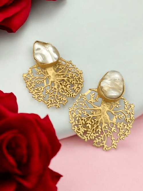 Chandrika Real Pearl Earrings - Elegant & Handcrafted Design