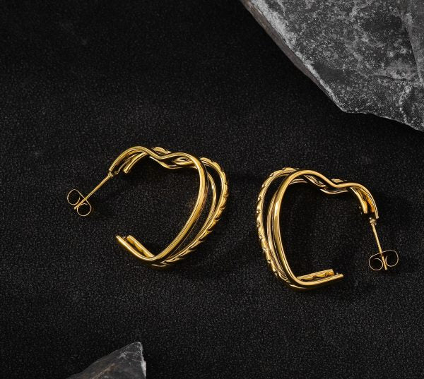 ES-299 – 18k Gold Plated Stainless Steel Tarnish Free Waterproof Female Jewellery