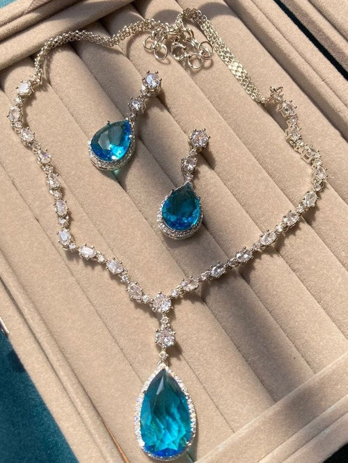 Elegant Alora Set - Silver Plated Doublet Stone Jewelry
