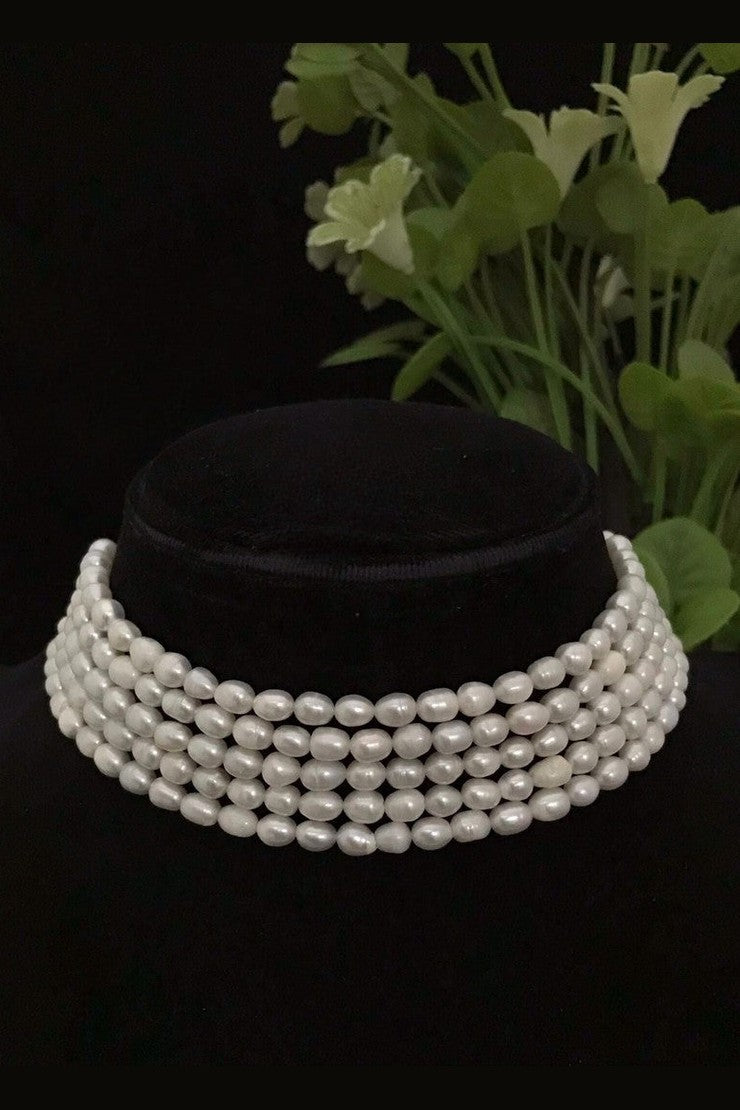 Farah Real Pearl Choker Mala - Exquisite Jewelry