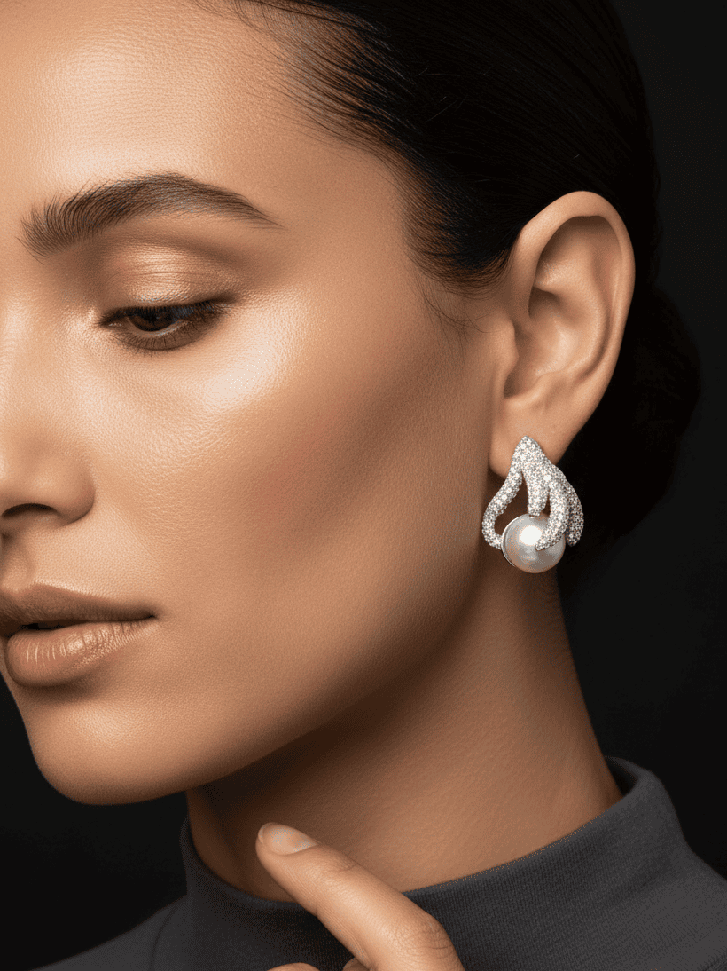 Floral diamond on pearl