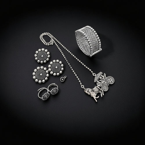 German Silver Chariot Combo - Elegant Jewelry Set