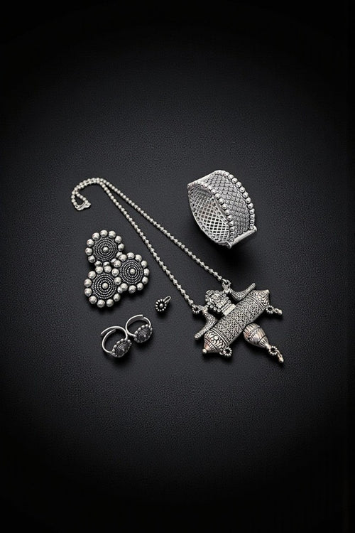 German silver Ganesha & bird combo set