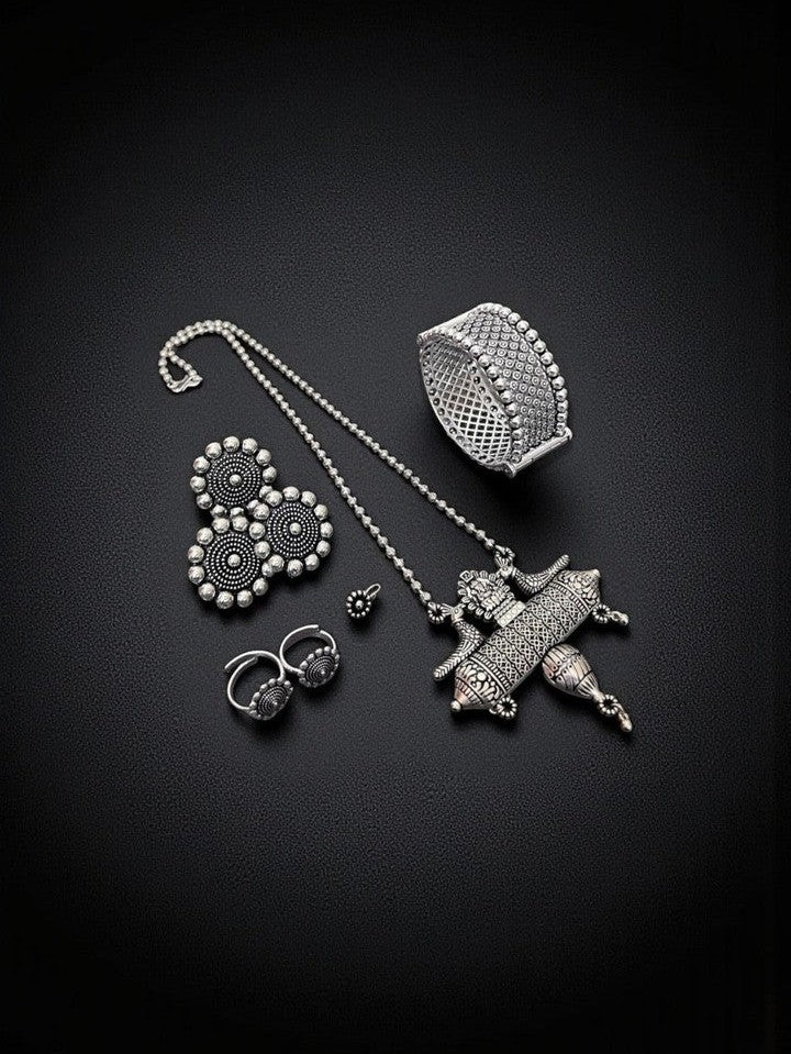 German silver Ganesha & bird combo set