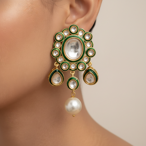Girija Polki Kundan Earrings - Timeless Elegance