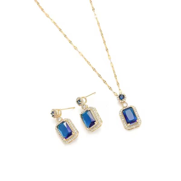 JS-9-BLUE – 18k Gold Plated Stainless Steel Tarnish Free Waterproof Female Jewellery