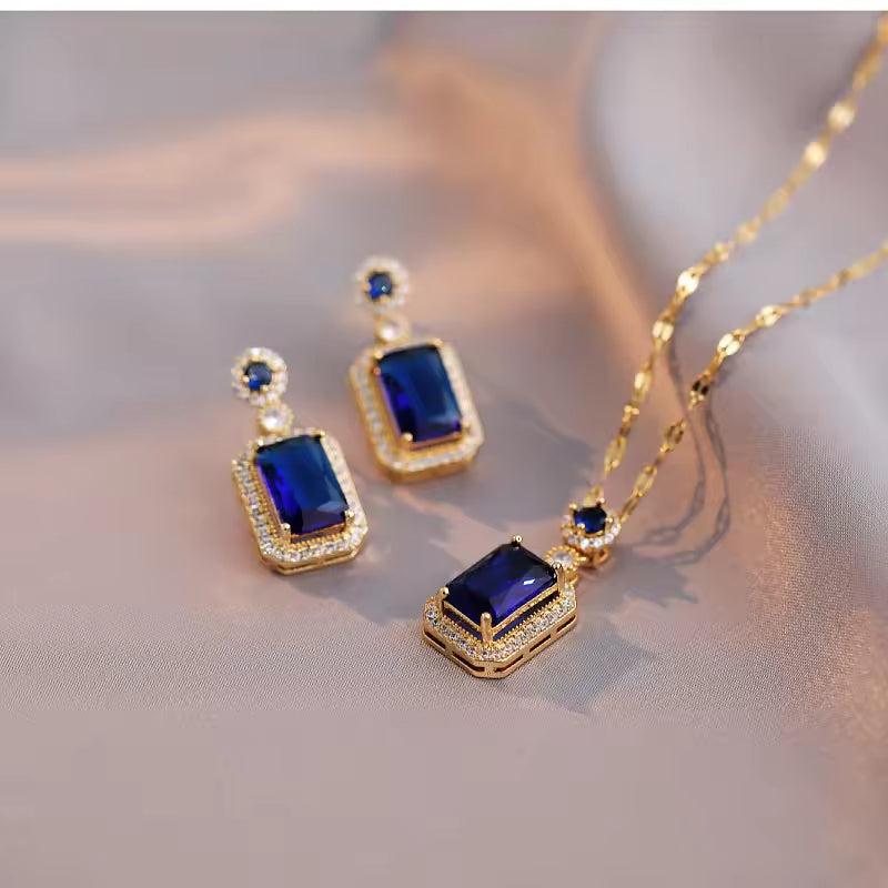 JS-9-BLUE – 18k Gold Plated Stainless Steel Tarnish Free Waterproof Female Jewellery