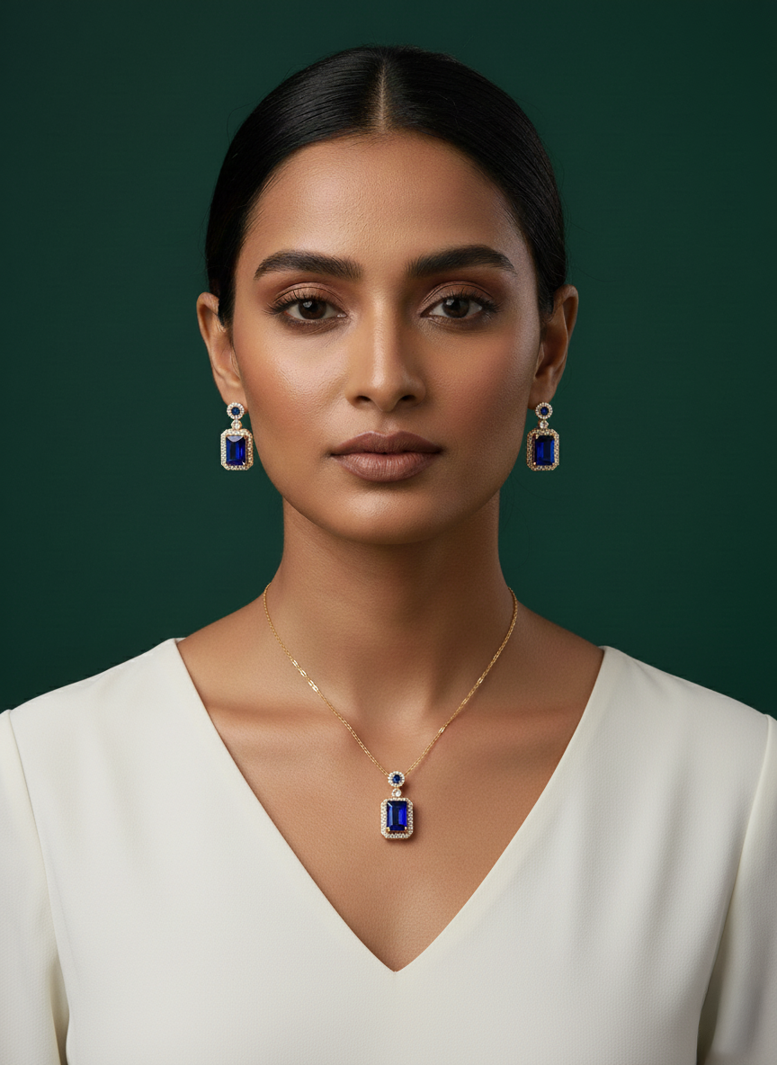 JS-9-BLUE – 18k Gold Plated Stainless Steel Tarnish Free Waterproof Female Jewellery