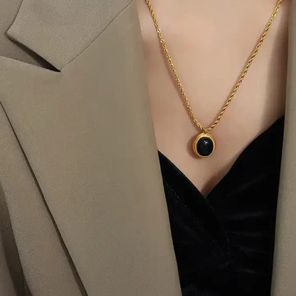 C-243 – BLACK 18k Gold Plated Stainless Steel Tarnish Free Waterproof Female Jewellery