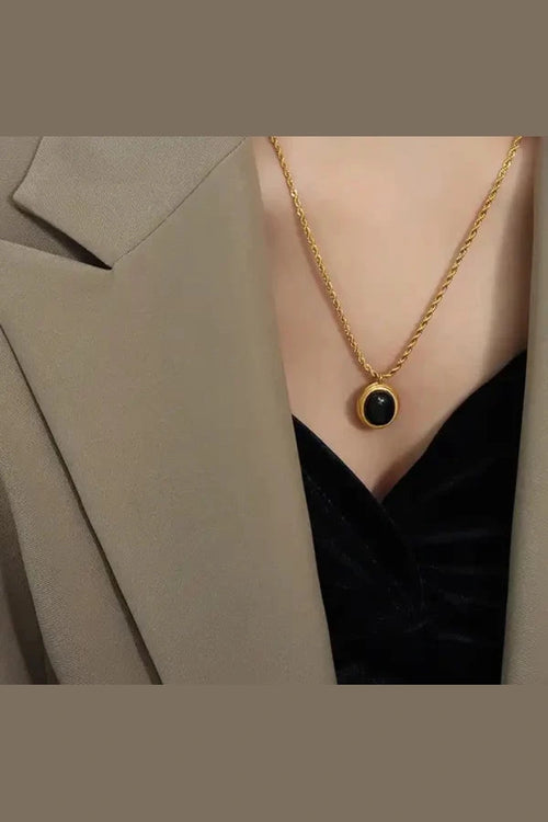 C-243 – BLACK 18k Gold Plated Stainless Steel Tarnish Free Waterproof Female Jewellery