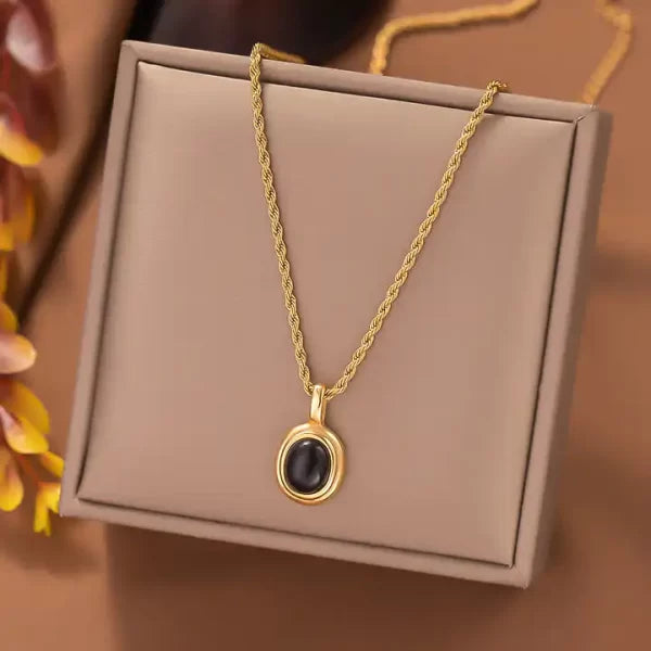 C-243 – BLACK 18k Gold Plated Stainless Steel Tarnish Free Waterproof Female Jewellery