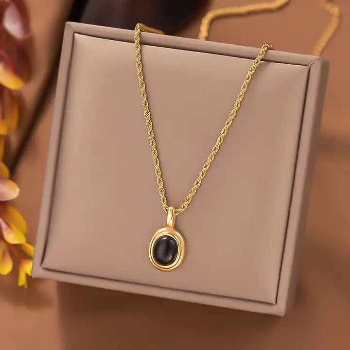 C-243 – BLACK 18k Gold Plated Stainless Steel Tarnish Free Waterproof Female Jewellery