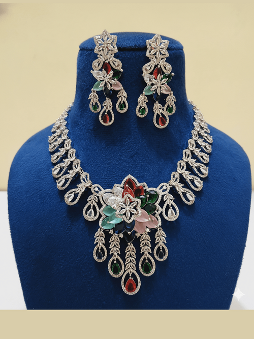 Hanya Luxury American Diamond Multicolor Statement Jewellery Set