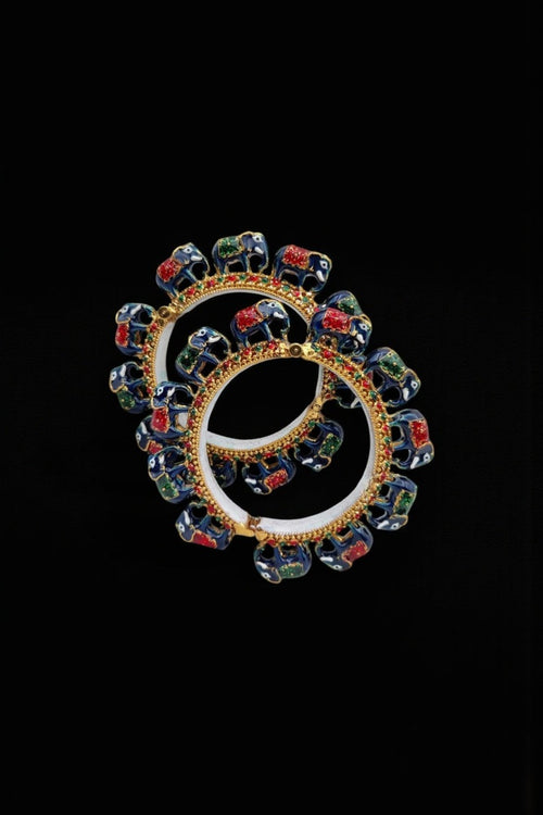 Hathi jadau meenakari rajwadi bangles