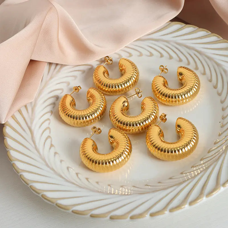ES-238 – 18k Gold Plated Stainless Steel Tarnish Free Waterproof Female Earrings