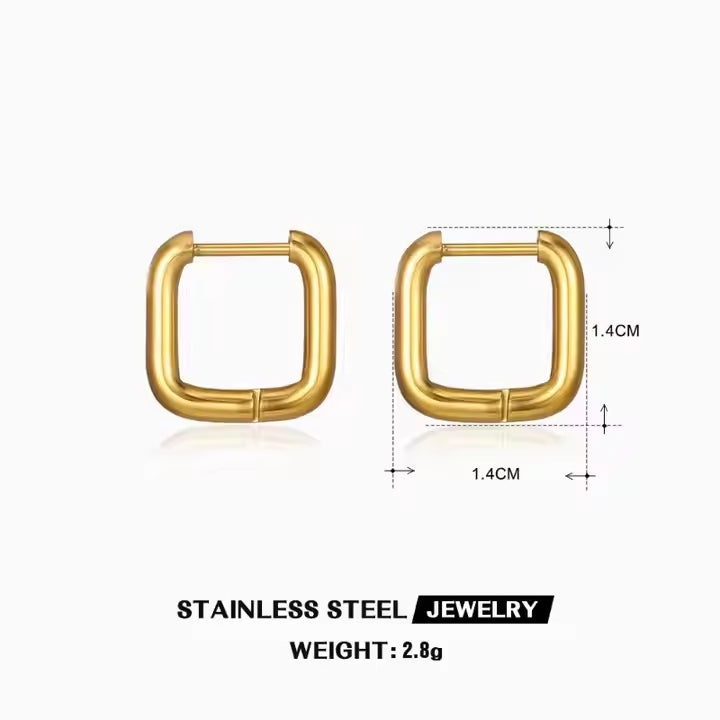ES-278-18k Gold Plated Stainless Steel Tarnish Free Waterproof Female Earrings