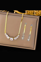 JS-17 – WHITE – 18k Gold Plated Stainless Steel Tarnish Free Waterproof Female Jewellery
