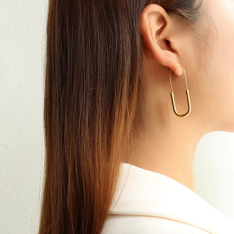 ES-183 18k Gold Plated Stainless Steel Tarnish Free Waterproof Female Earrings