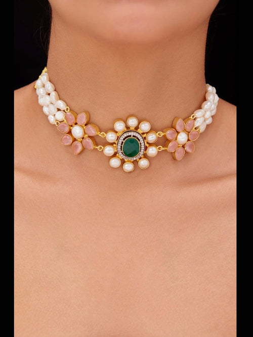 Real Pearl Paulmi Set - Elegant Handcrafted Jewelry