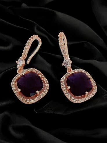 Square Rose Gold Hook Back Earrings