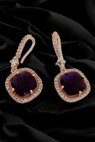 Square Rose Gold Hook Back Earrings