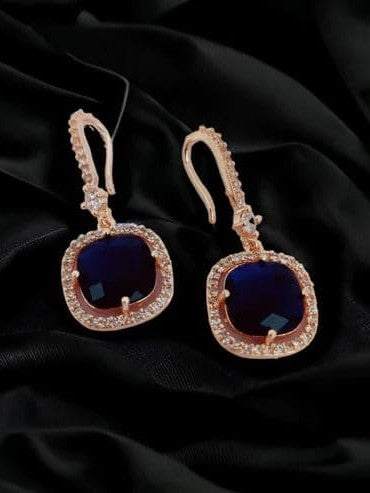 Square Rose Gold Hook Back Earrings