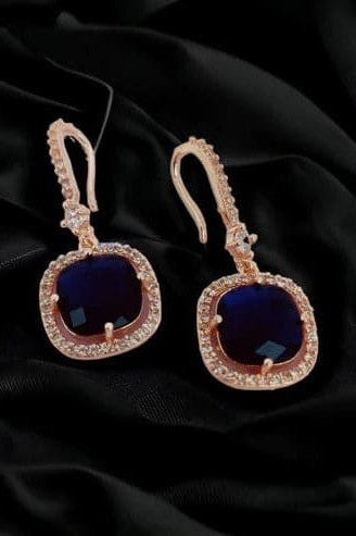 Square Rose Gold Hook Back Earrings