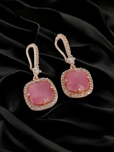Square Rose Gold Hook Back Earrings