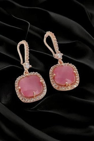 Square Rose Gold Hook Back Earrings