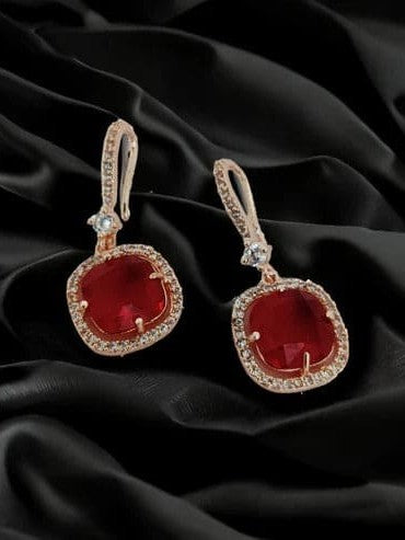 Square Rose Gold Hook Back Earrings