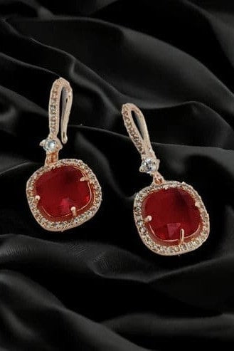 Square Rose Gold Hook Back Earrings