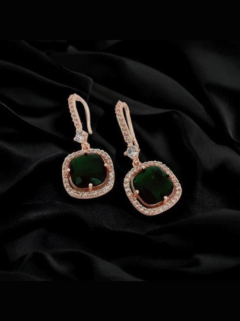 Square Rose Gold Hook Back Earrings