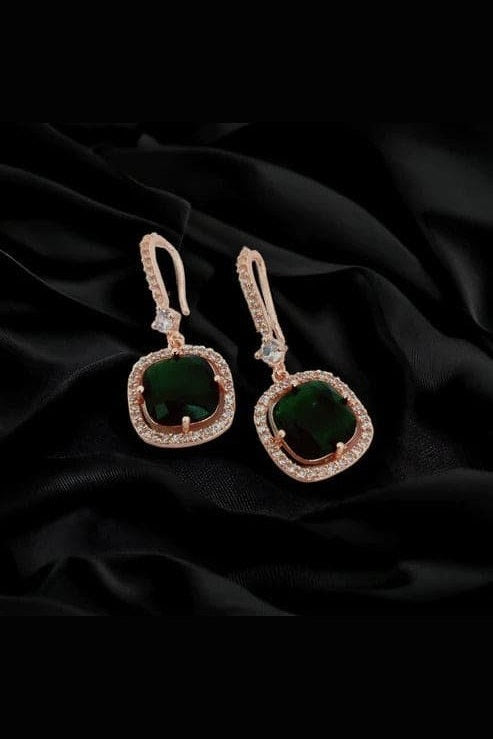 Square Rose Gold Hook Back Earrings