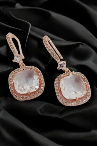 Square Rose Gold Hook Back Earrings