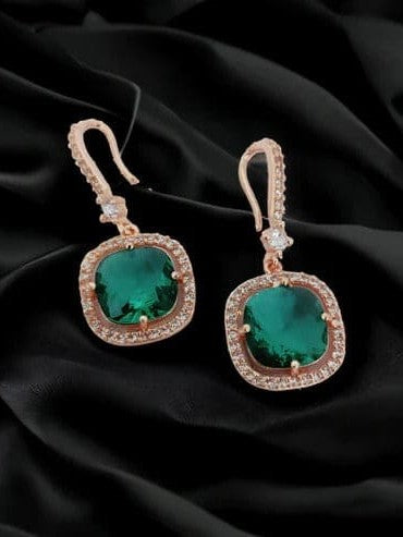 Square Rose Gold Hook Back Earrings